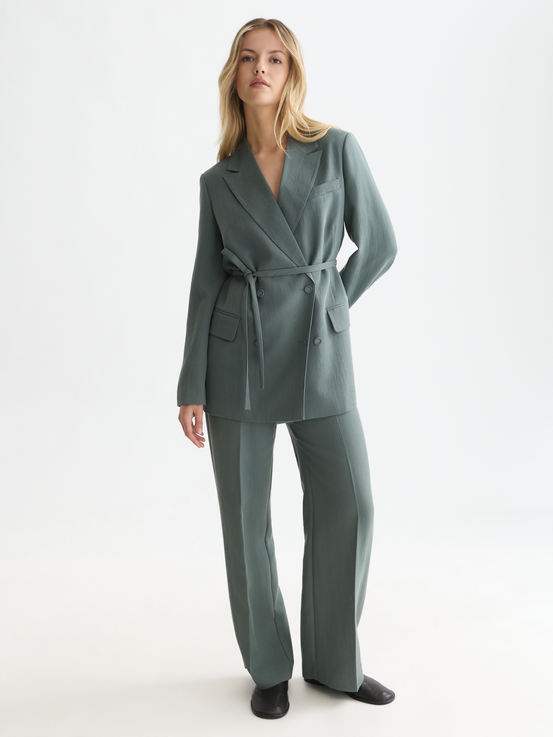 Lyocell Blend Double Breasted Blazer