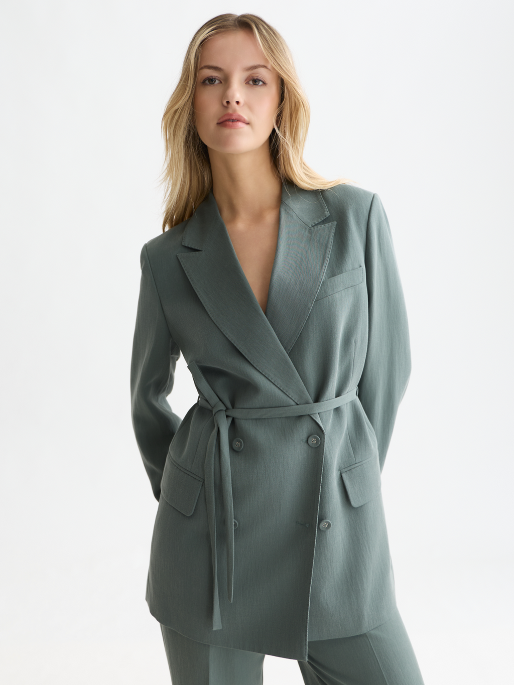 Lyocell Blend Double Breasted Blazer