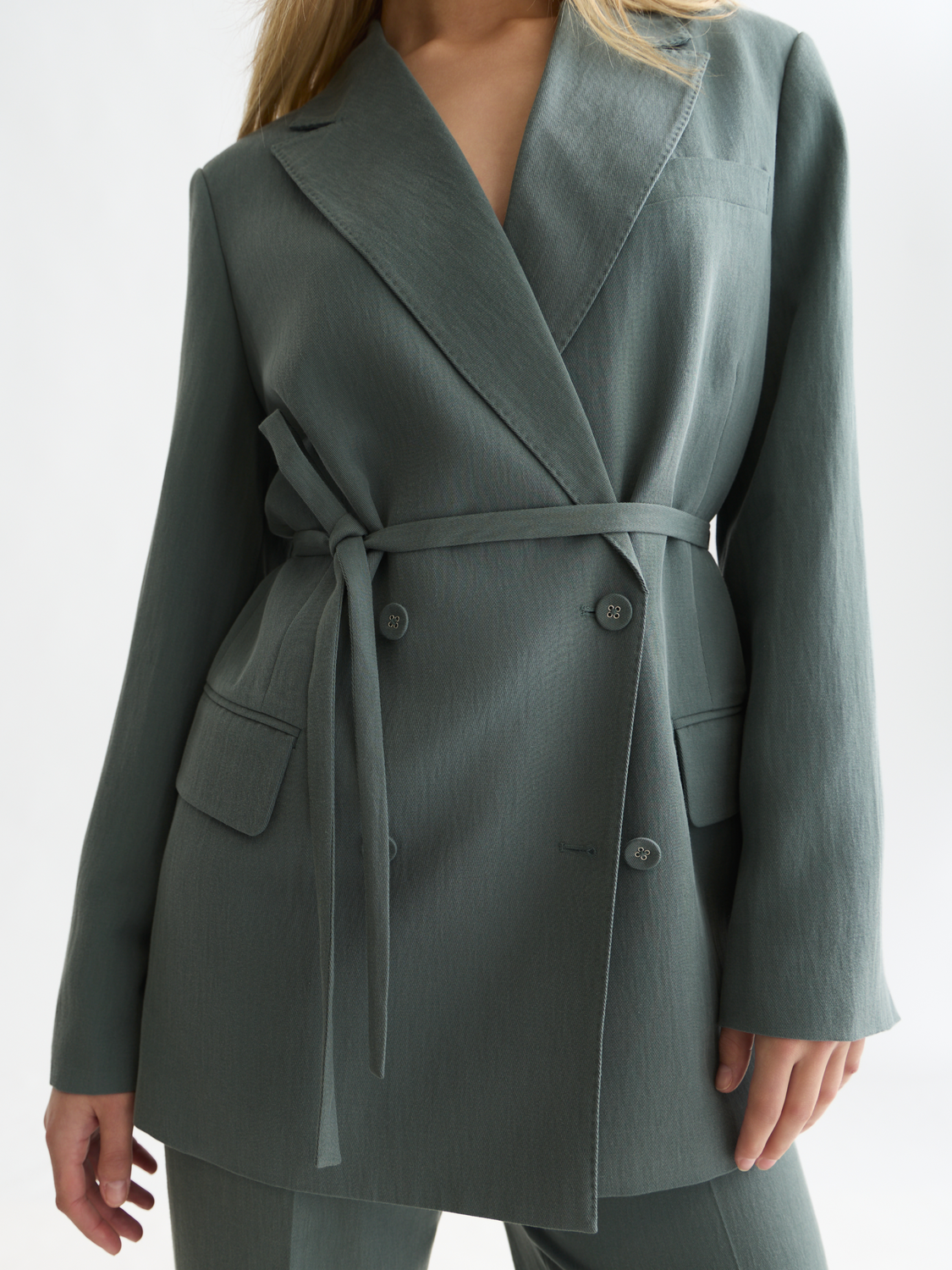 Lyocell Blend Double Breasted Blazer