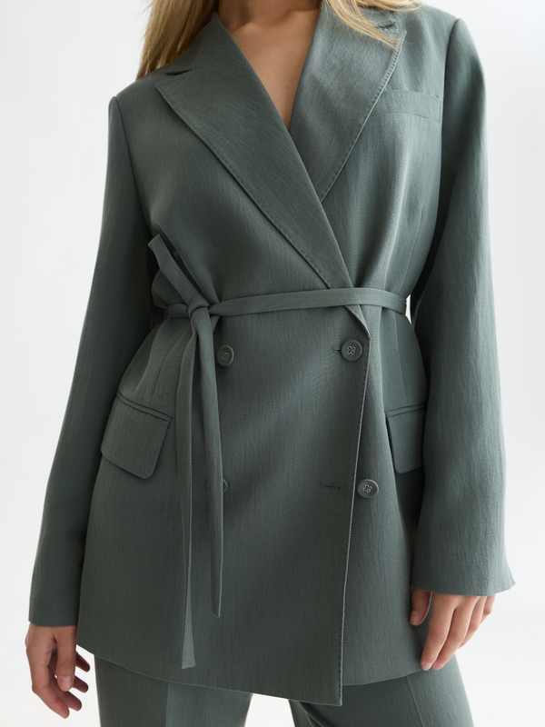 Lyocell Blend Double Breasted Blazer