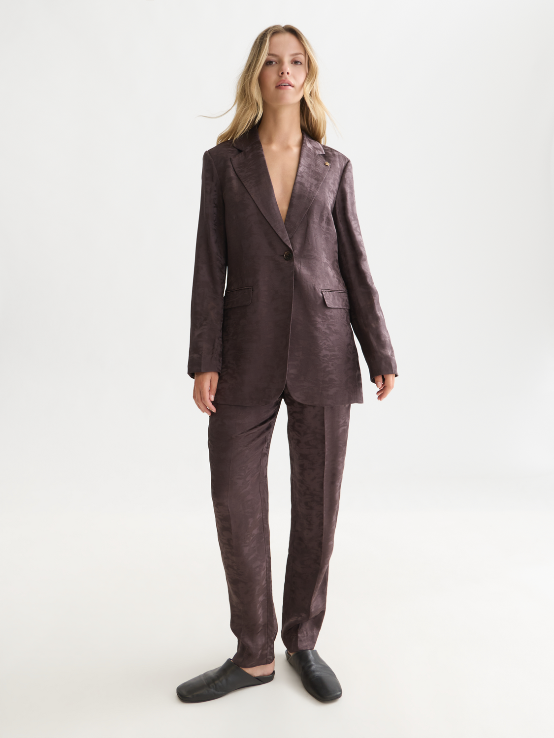 Relaxed Jacquard Single Breasted Blazer