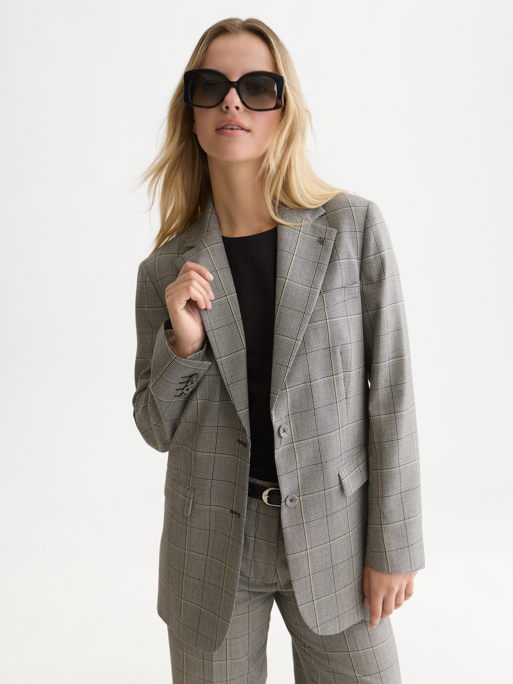 Checked Oversized Single Breasted Blazer