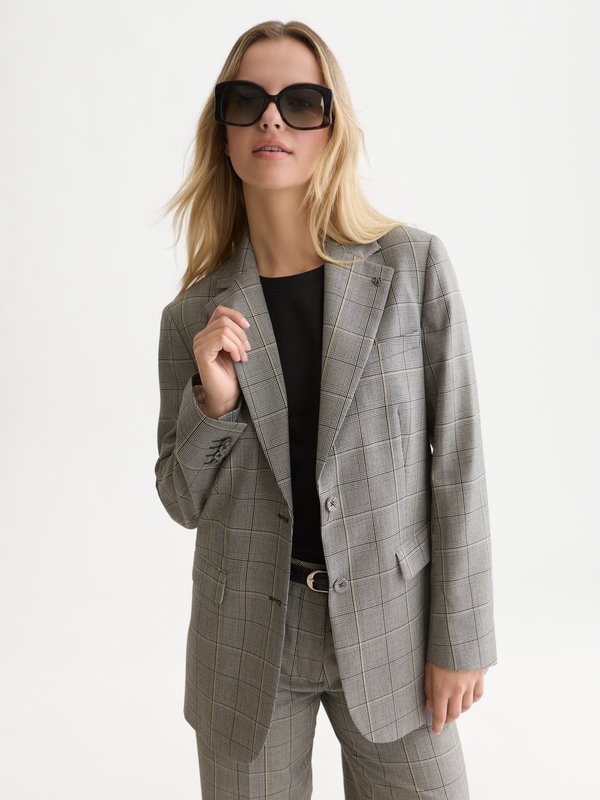 Checked Oversized Single Breasted Blazer