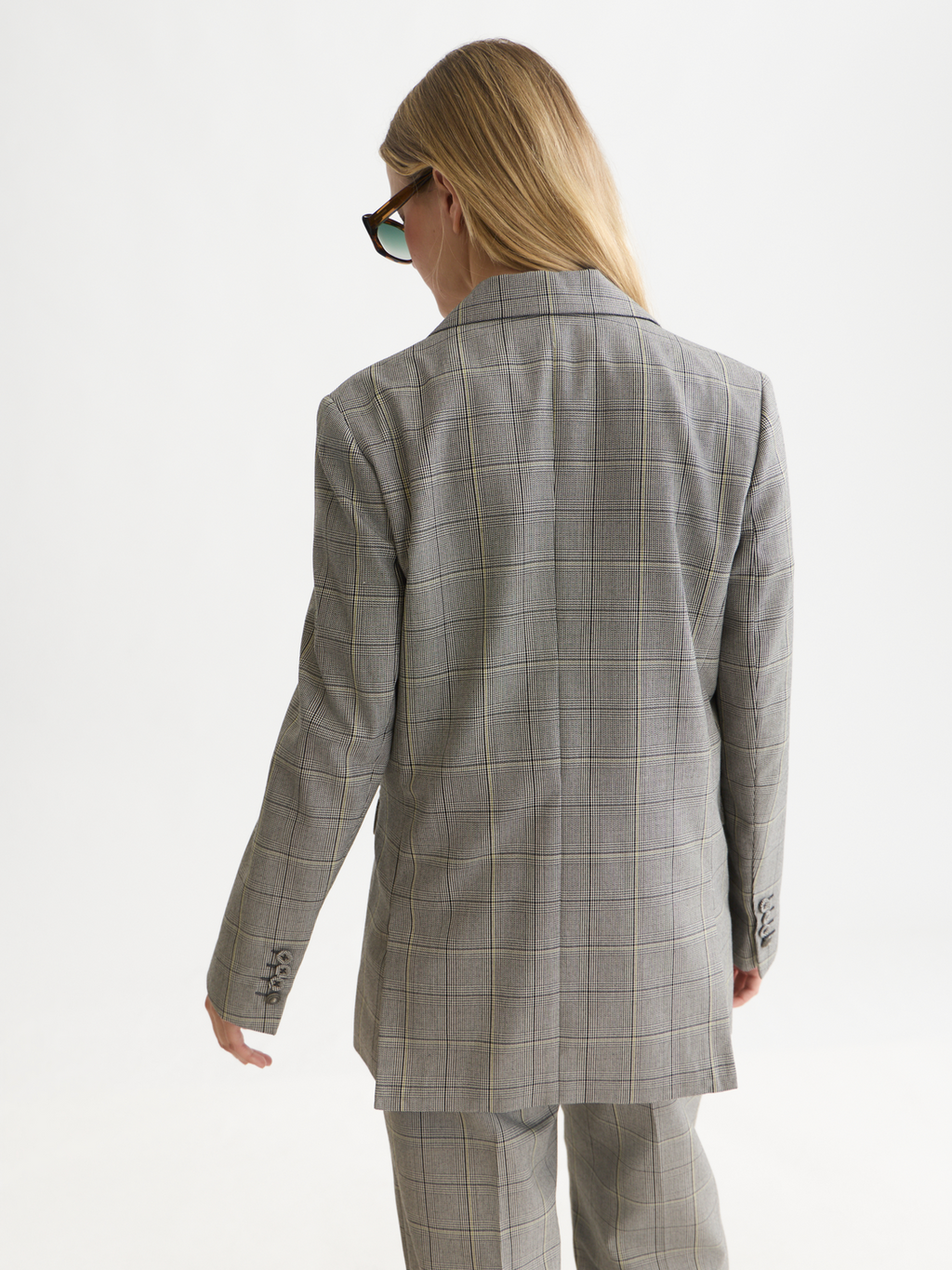 Checked Oversized Single Breasted Blazer