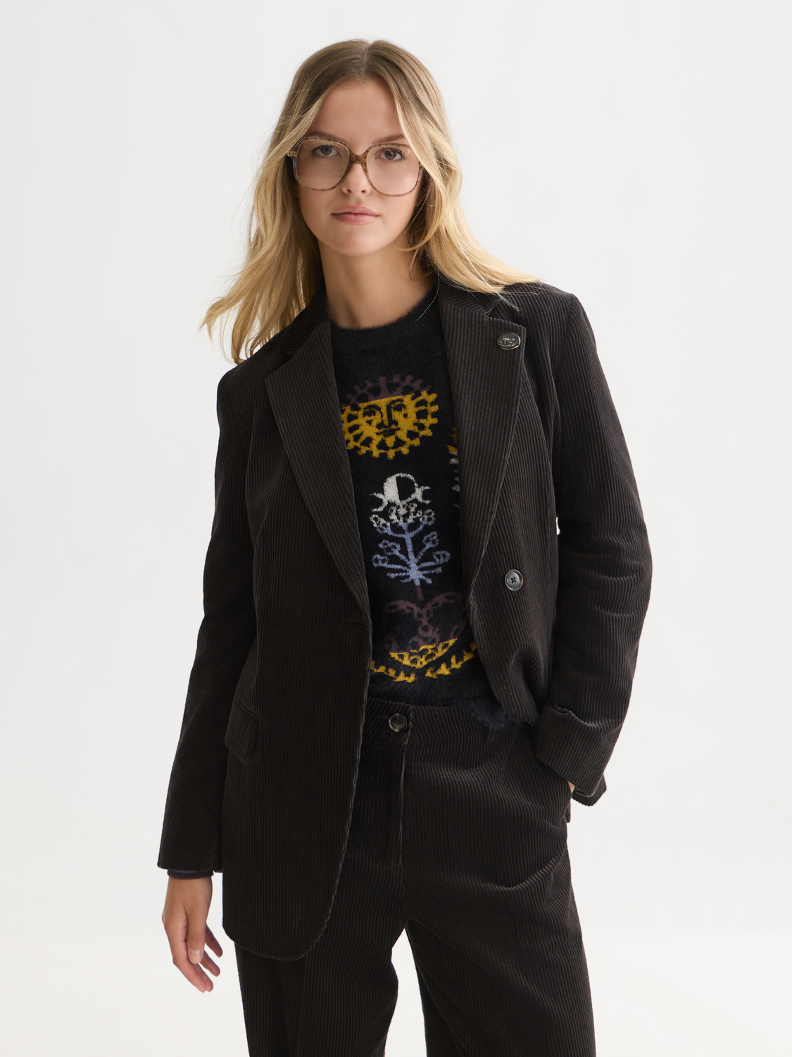Relaxed Corduroy Single Breasted Blazer
