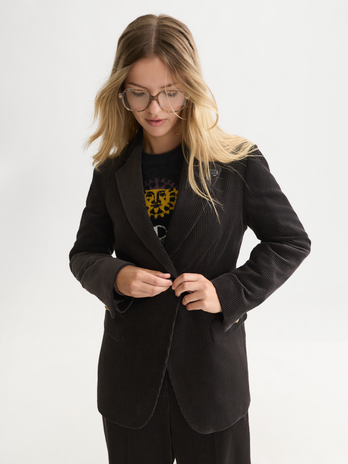 Relaxed Corduroy Single Breasted Blazer