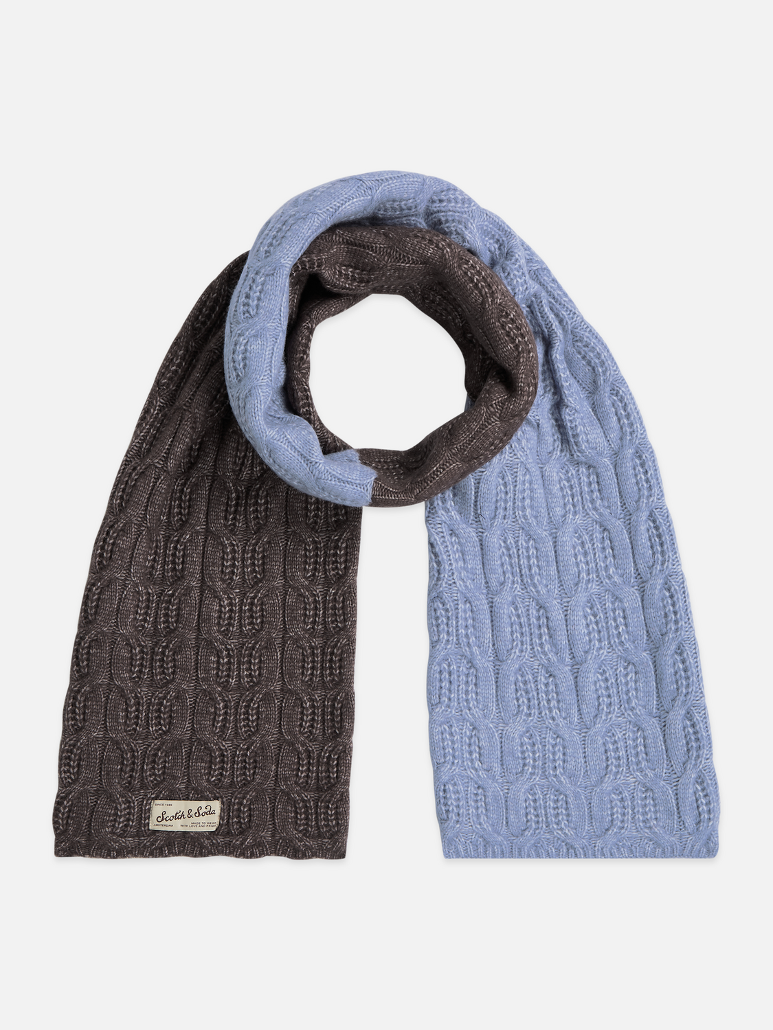 Cable-Stitch Wool-Blend Knit Scarf