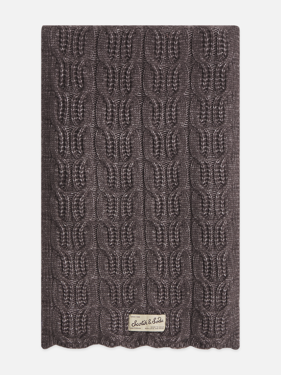 Cable-Stitch Wool-Blend Knit Scarf