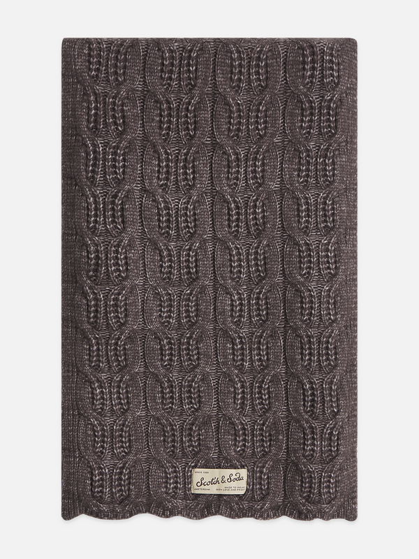 Cable-Stitch Wool-Blend Knit Scarf