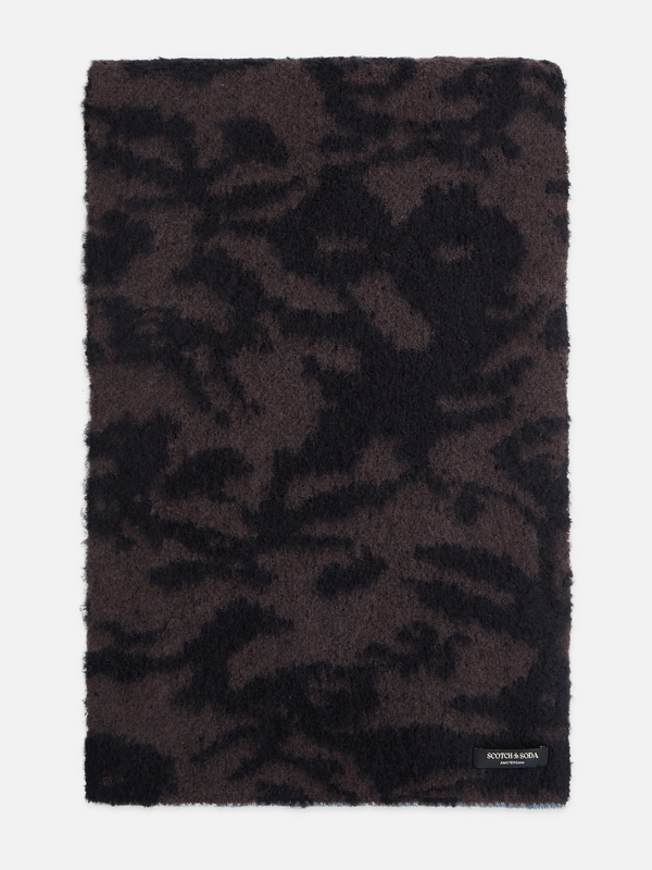 Fuzzy Jacquard Knit Scarf