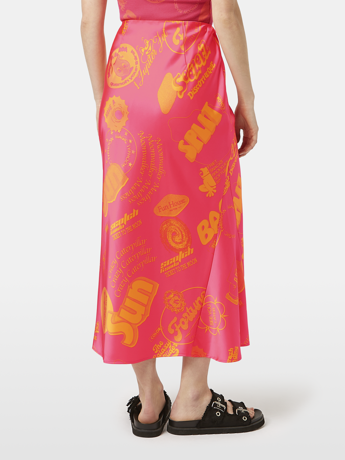 Satin Printed Midi Skirt