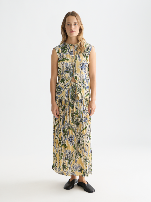Printed Micro Pleat Skirt