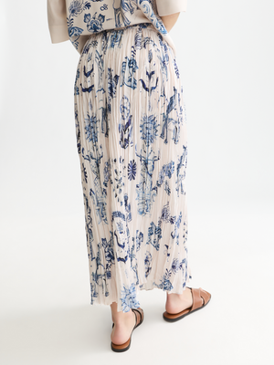 Scotch & Soda x Royal Delft Printed Micro Pleat Ankle Length Skirt