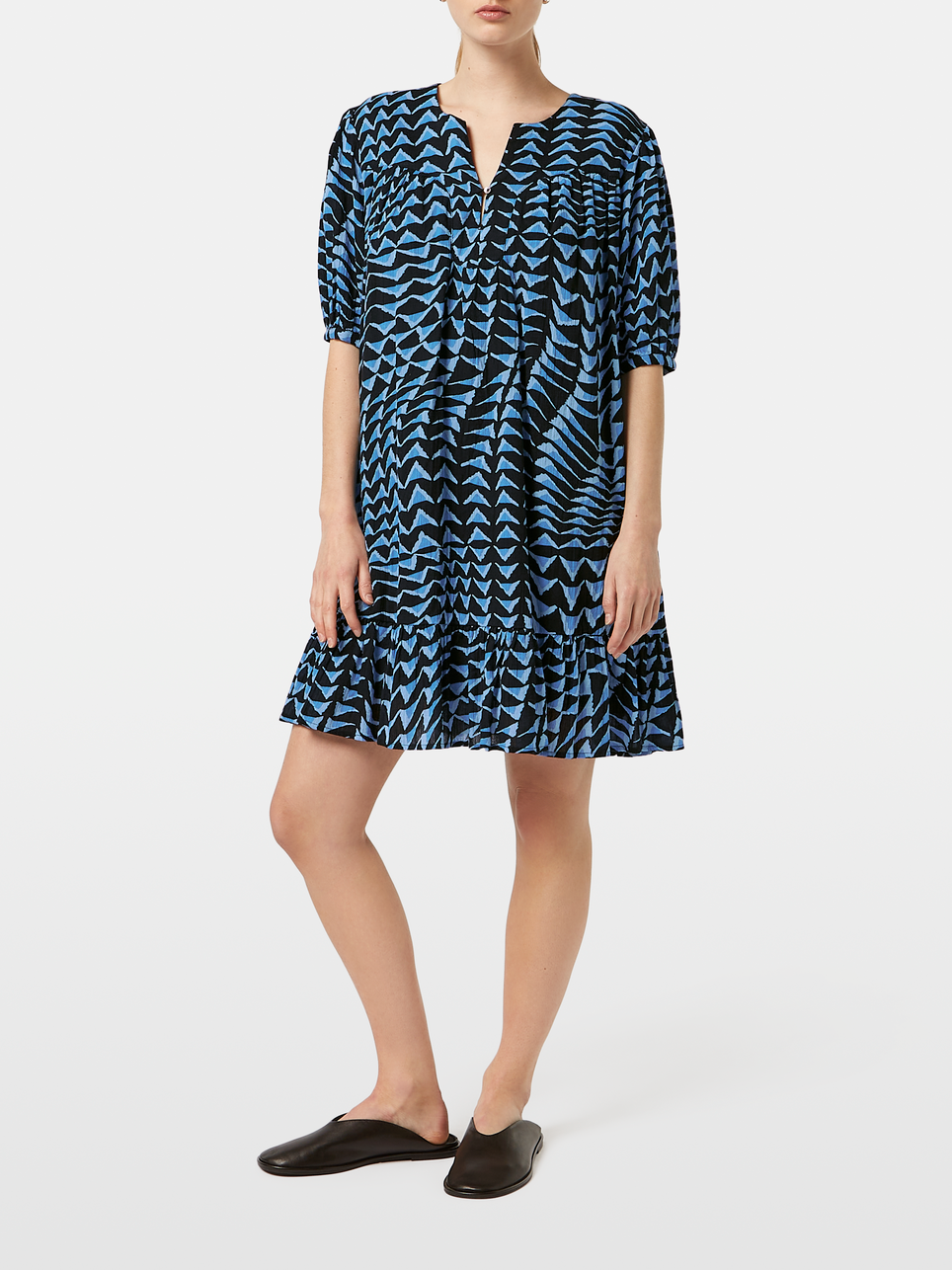 Printed Crinkle Mini Dress