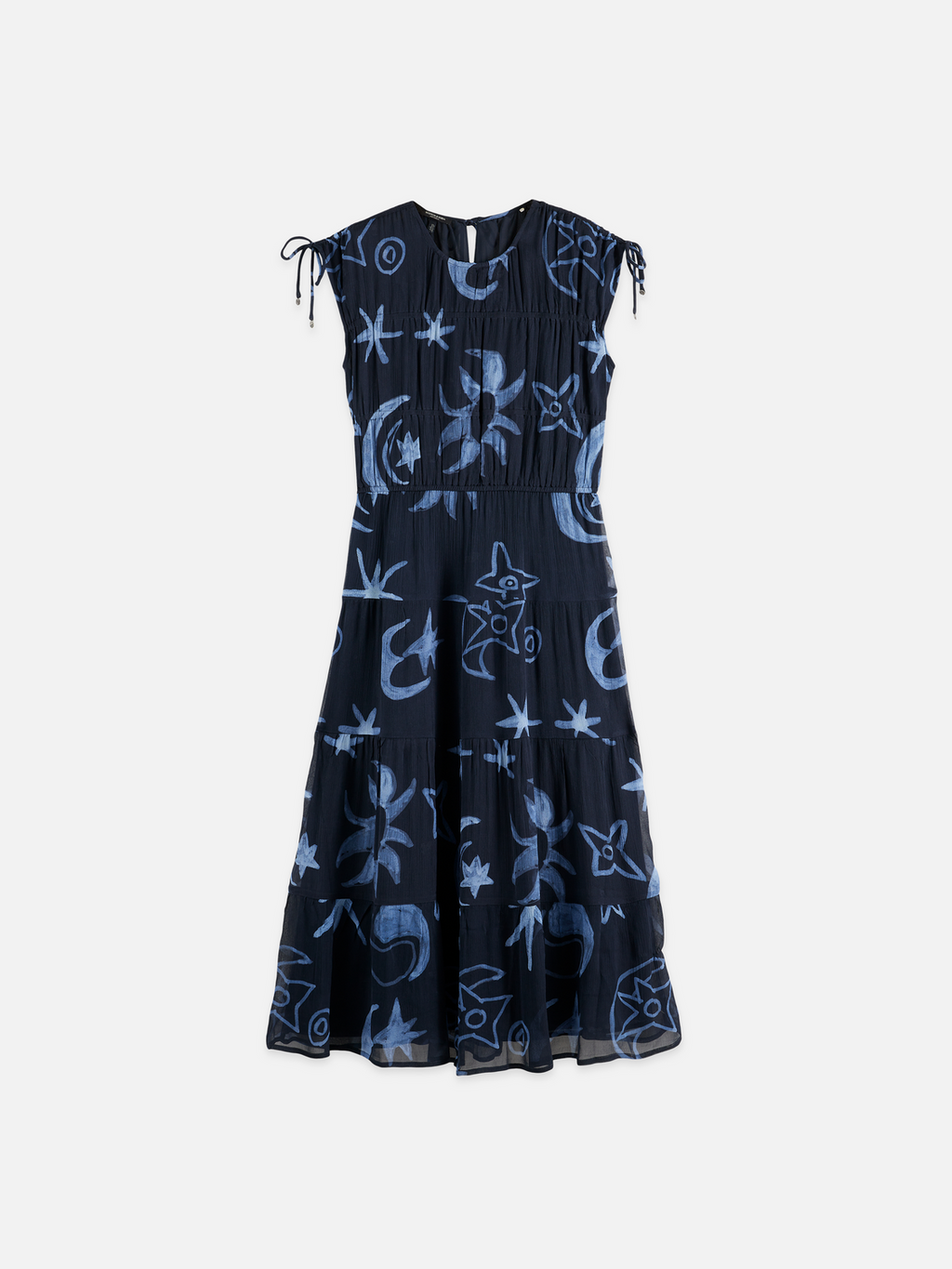 Robe midi froncée à nouer