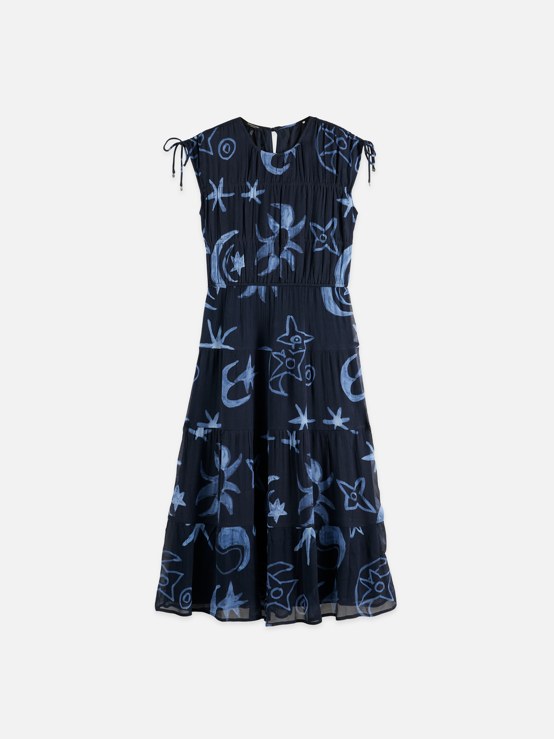 Robe midi froncée à nouer