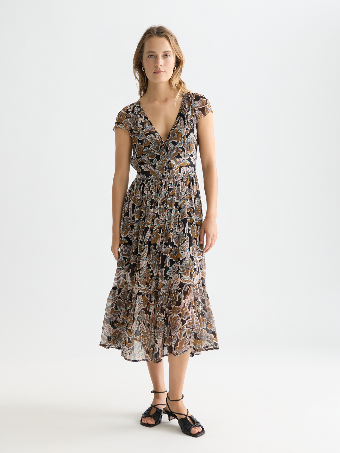 Printed Chiffon Midi Day Dress