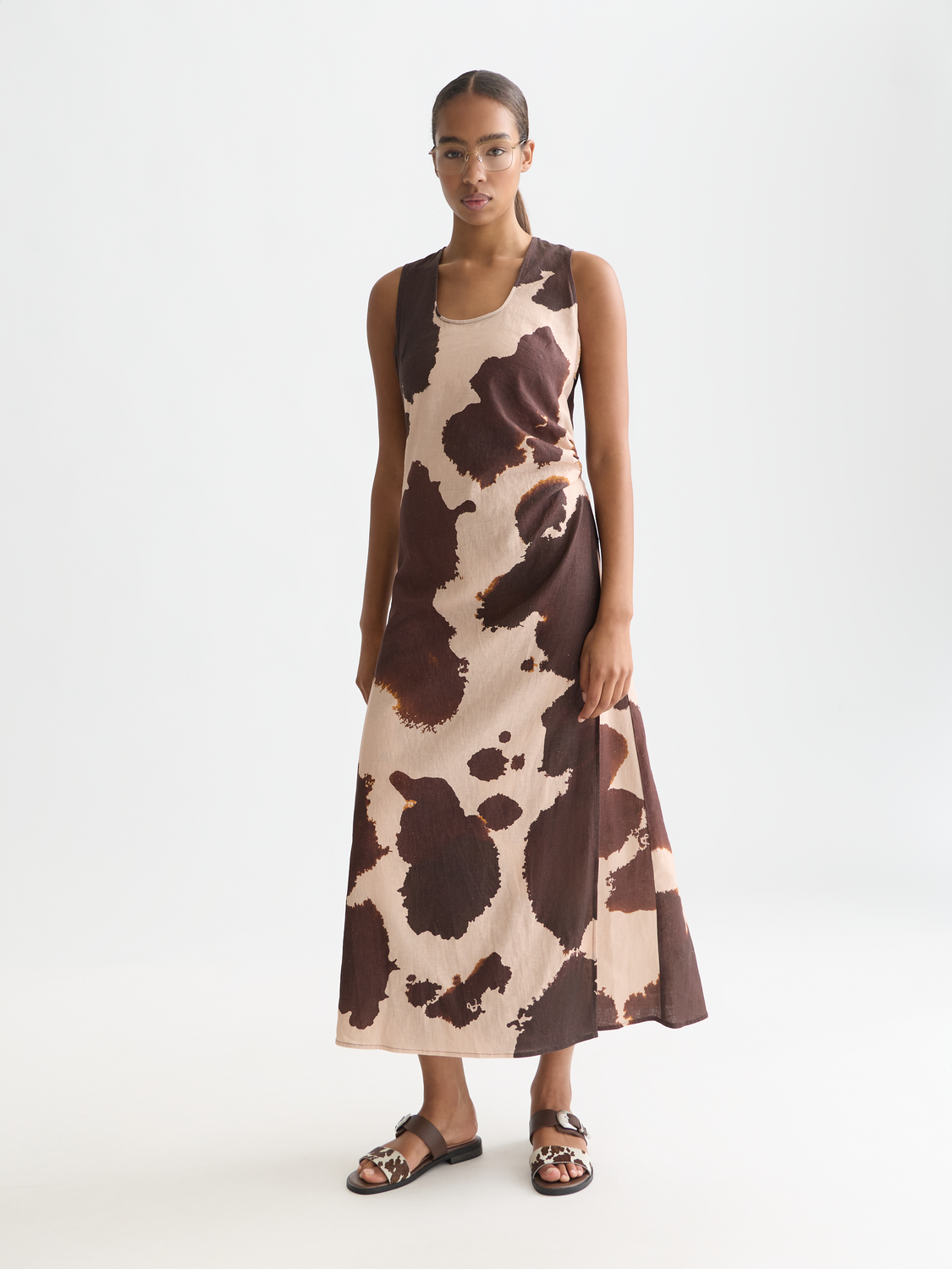 Linen Ankle Length Wrap Dress