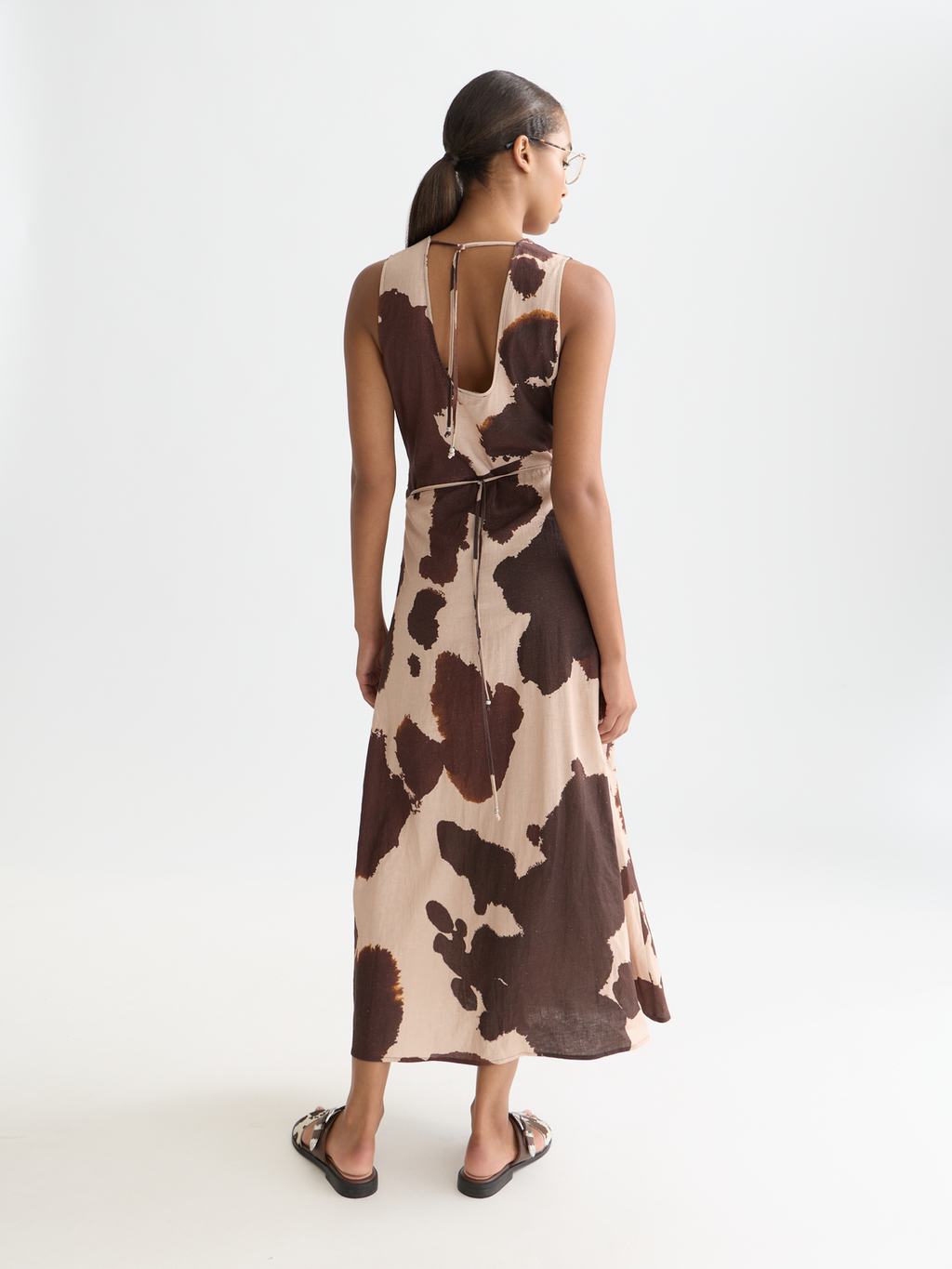 Linen Ankle Length Wrap Dress