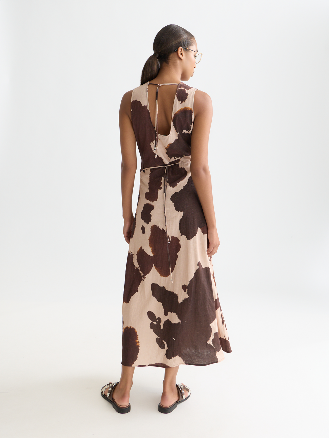 Linen Ankle Length Wrap Dress