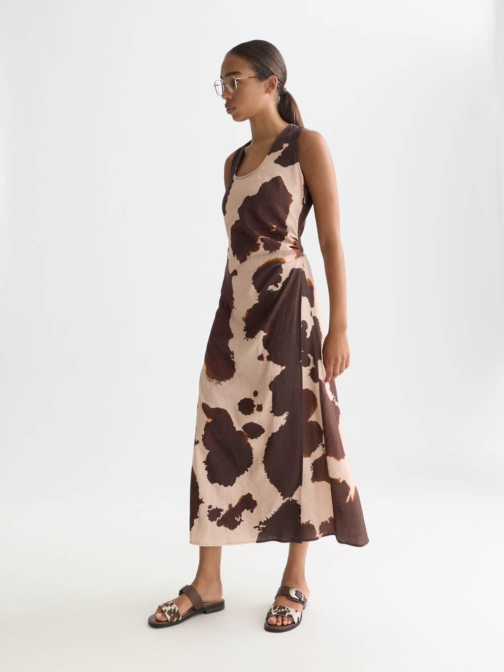 Linen Ankle Length Wrap Dress