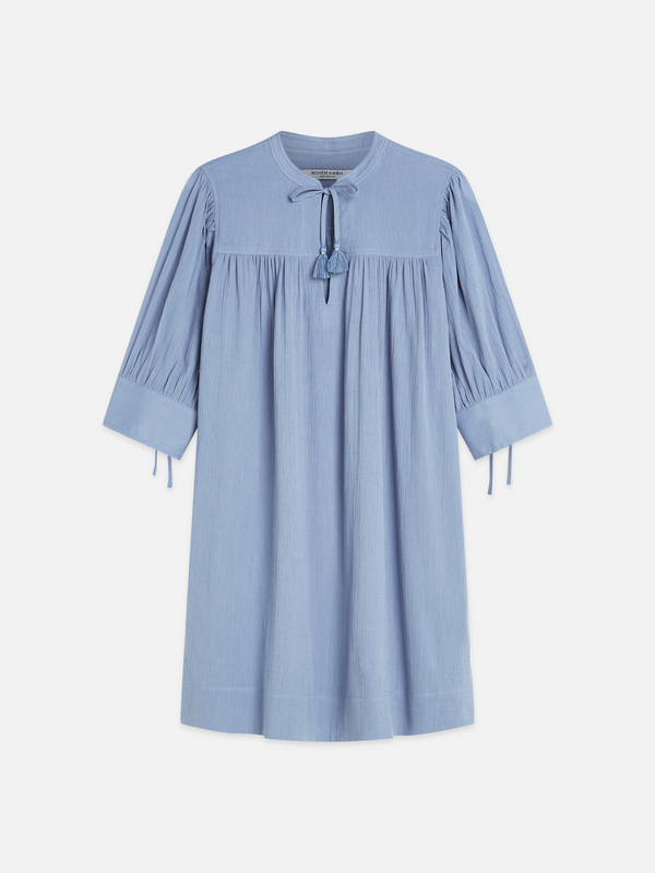 Mini-Kleid mit gerafften Ärmeln
