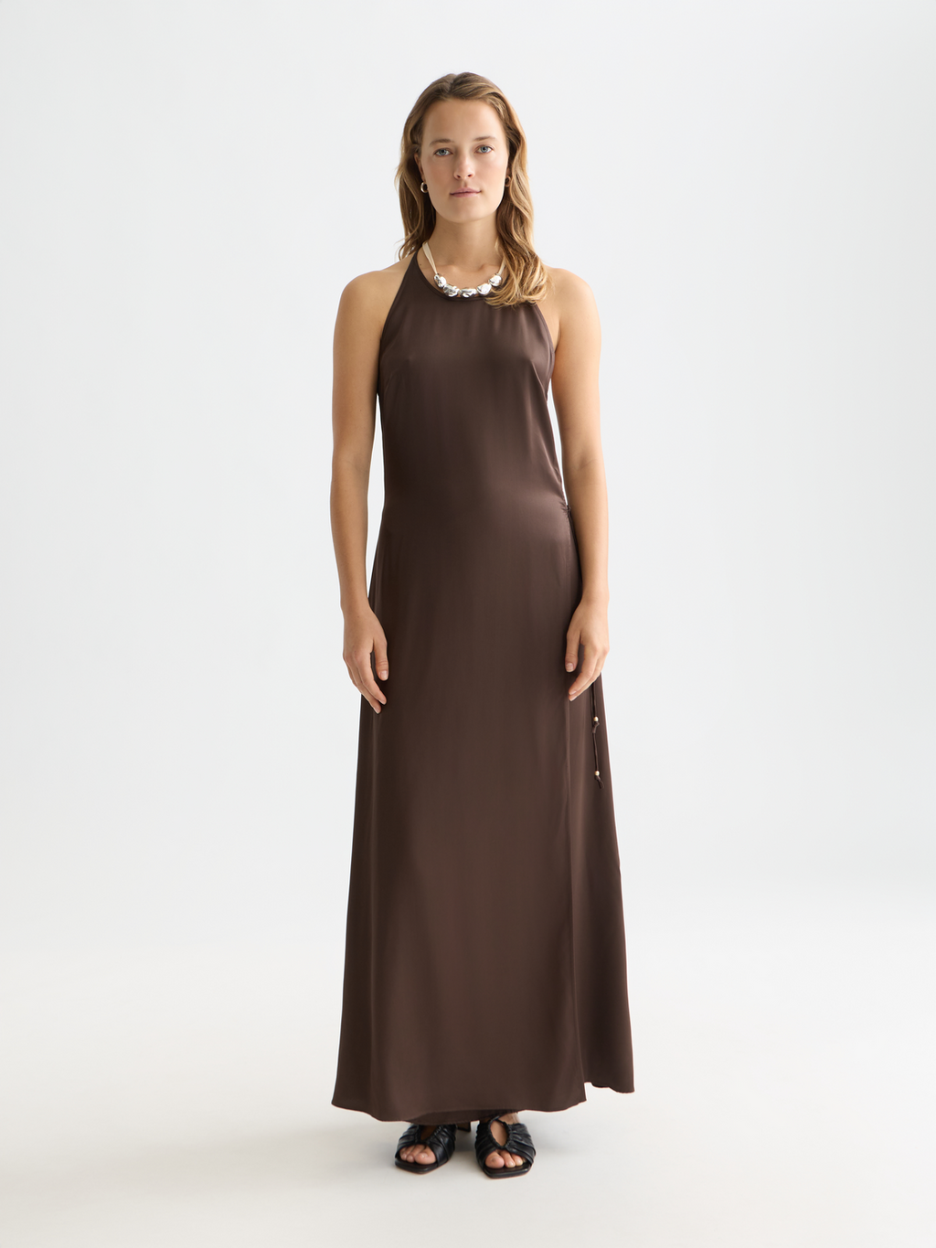 Maxi-Wickelkleid aus Viskose mit Spaghettiträgern