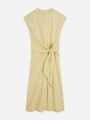 Leinen-Mix-Kleid zum Binden, knöchellang