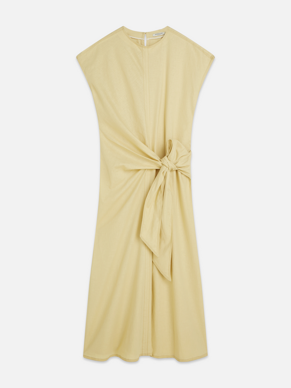 Leinen-Mix-Kleid zum Binden, knöchellang