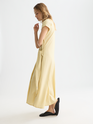 Leinen-Mix-Kleid zum Binden, knöchellang