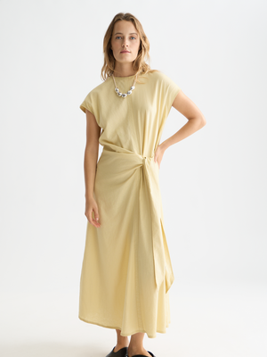 Leinen-Mix-Kleid zum Binden, knöchellang
