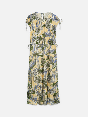 Tiered Printed Chiffon Midi Dress