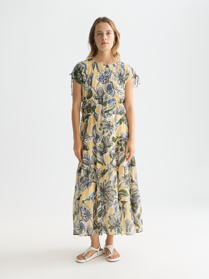 Tiered Printed Chiffon Midi Dress