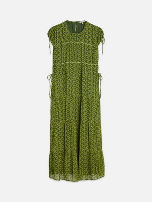 Tiered Printed Chiffon Midi Dress