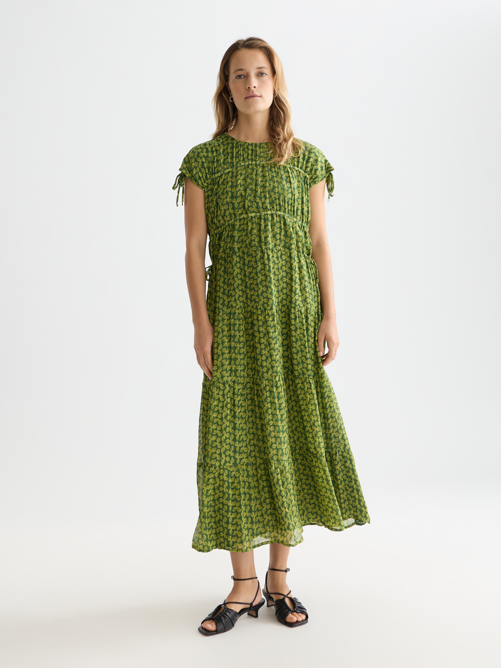 Tiered Printed Chiffon Midi Dress