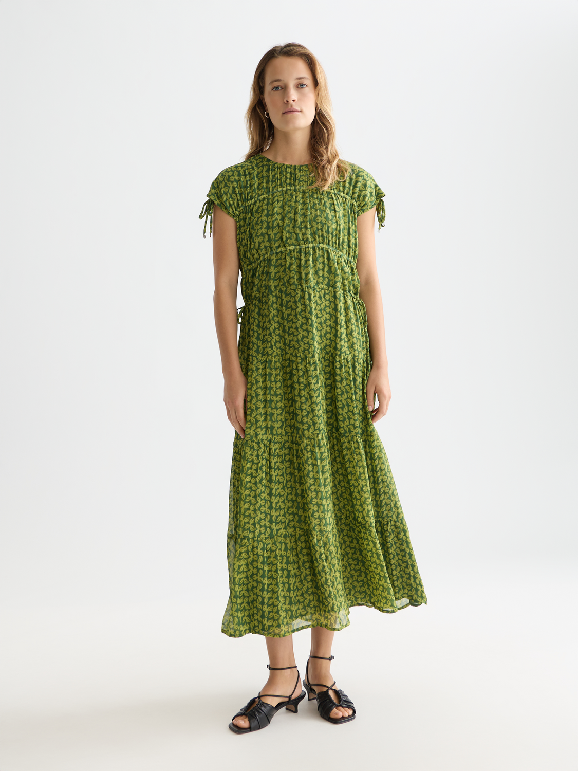 Tiered Printed Chiffon Midi Dress