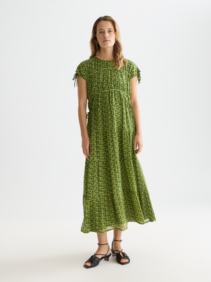 Tiered Printed Chiffon Midi Dress