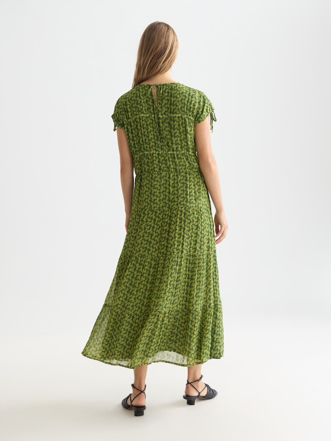 Tiered Printed Chiffon Midi Dress