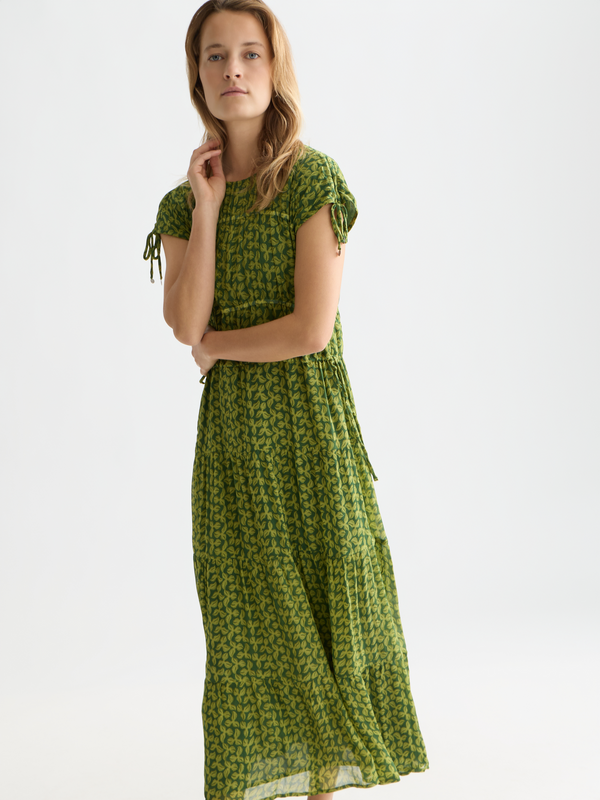 Tiered Printed Chiffon Midi Dress