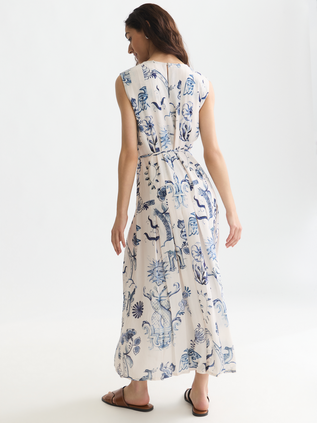 Scotch & Soda x Royal Delft Printed Pleated Ankle Length Dress