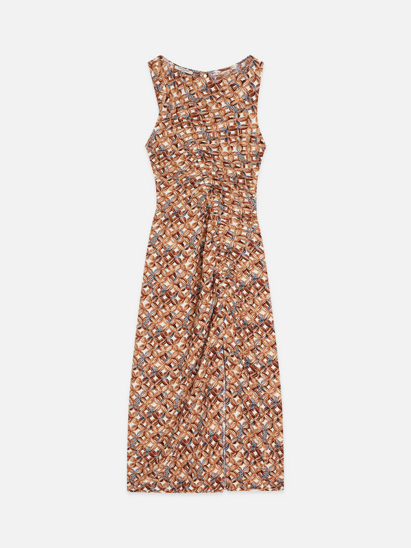Printed Textured Midi Dress