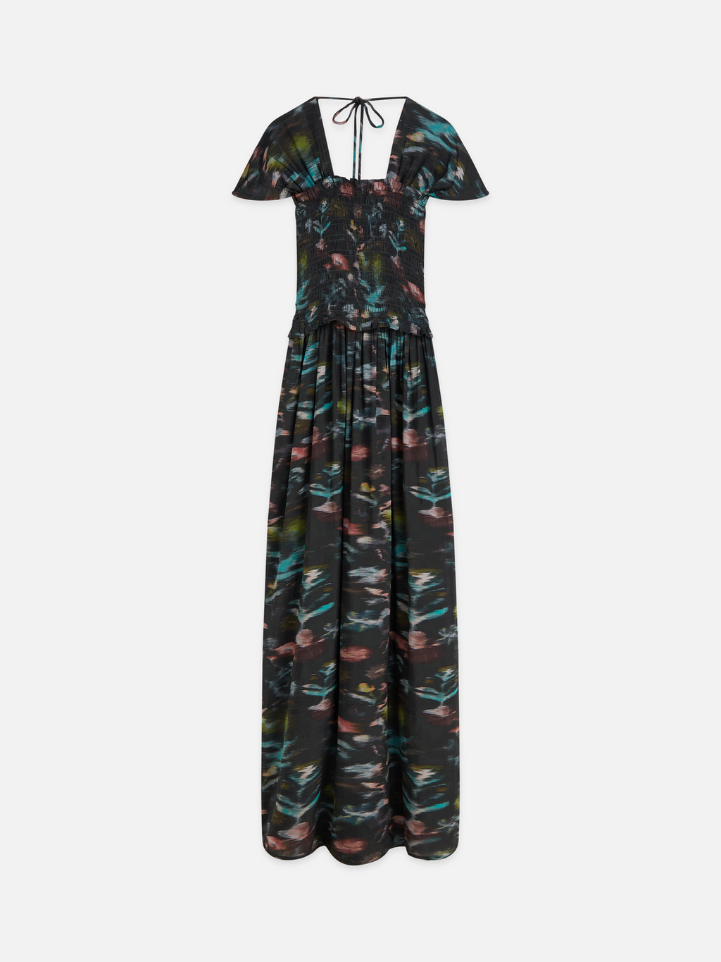 Printed Smocked Ankle Length Dress