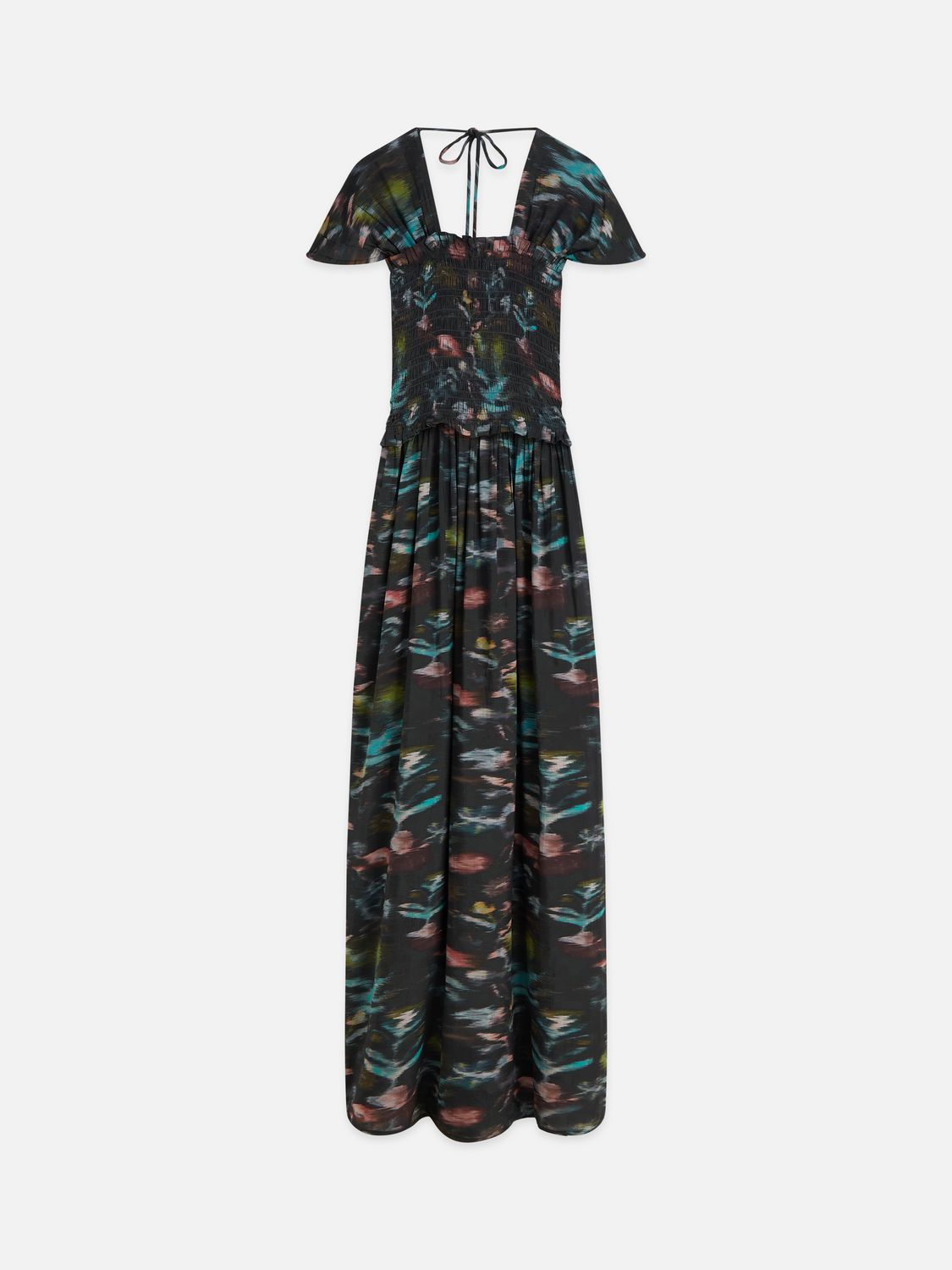 Printed Smocked Ankle Length Dress