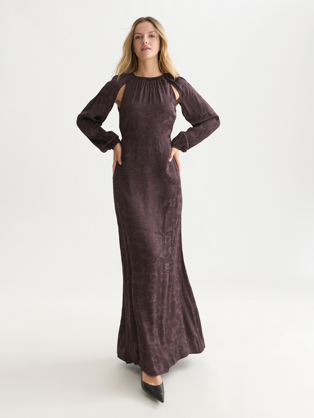 Open Back Jacquard Maxi Dress