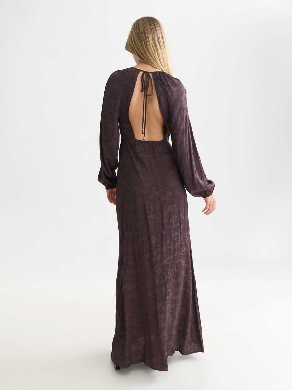 Open Back Jacquard Maxi Dress