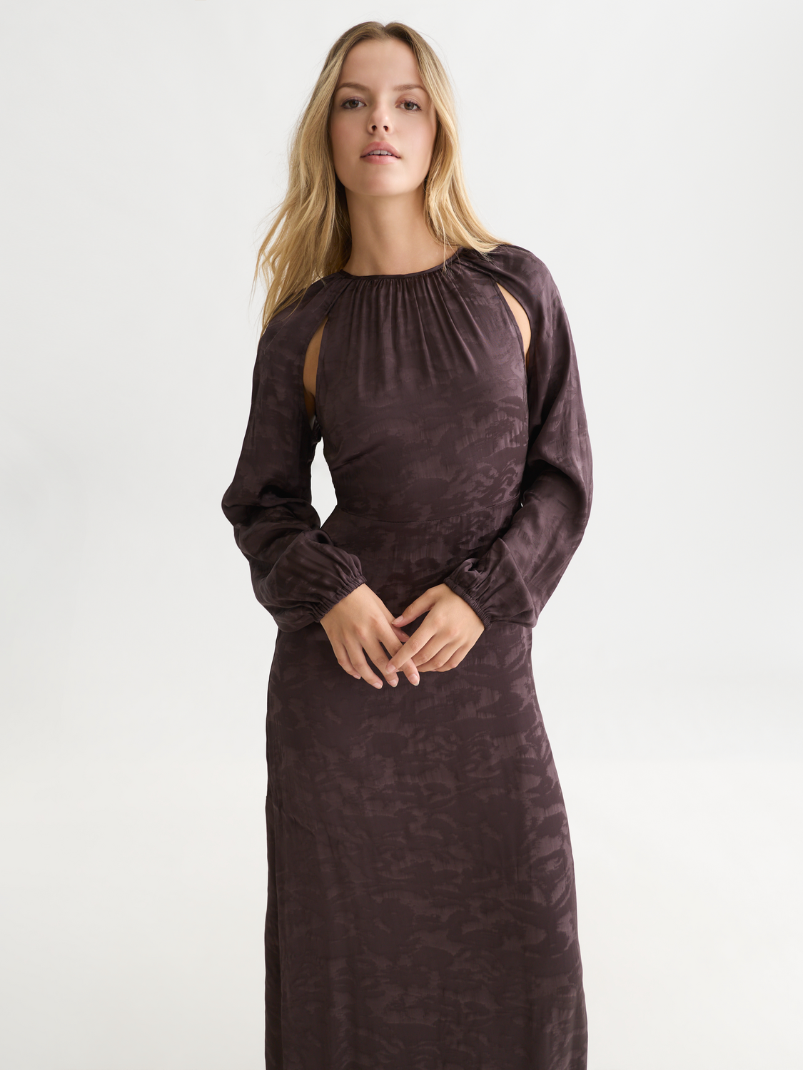 Open Back Jacquard Maxi Dress