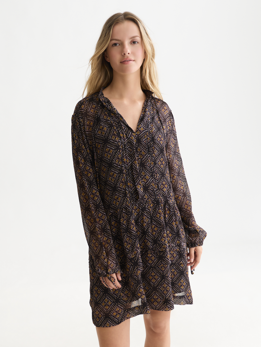 Printed Chiffon Mini Dress