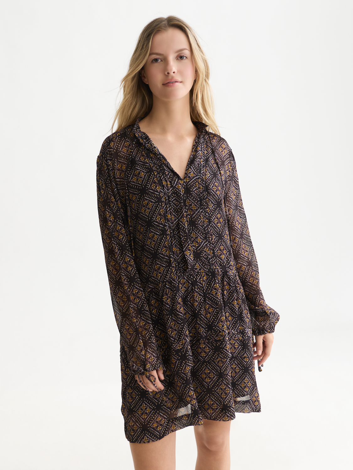 Printed Chiffon Mini Dress