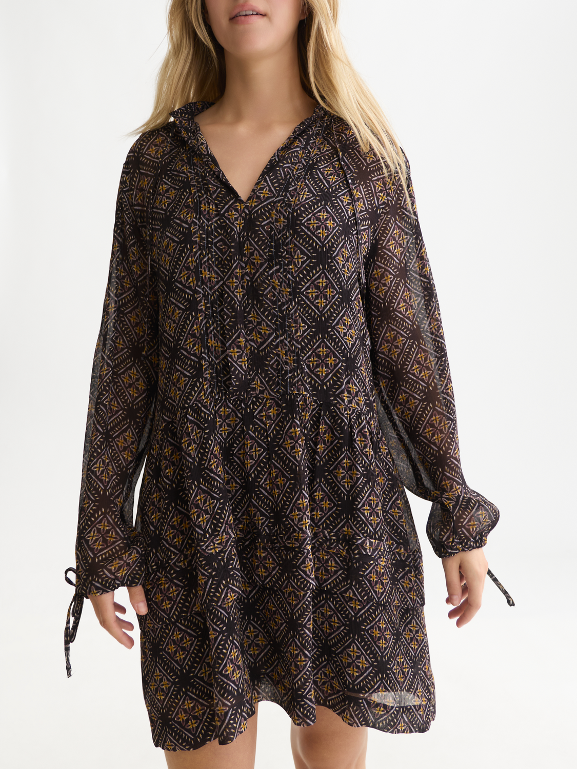 Printed Chiffon Mini Dress