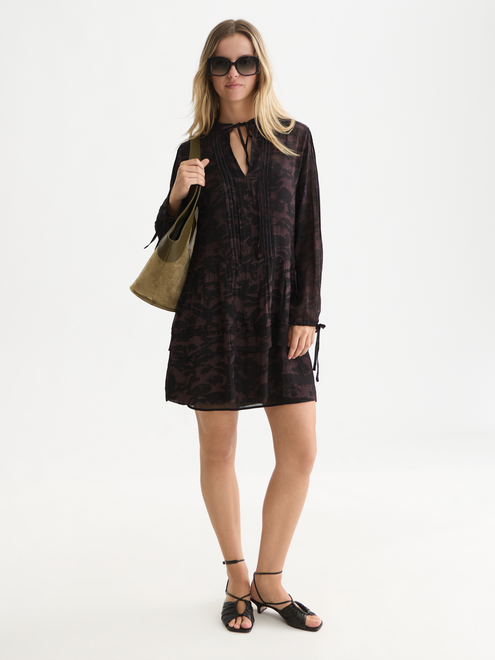 Printed Chiffon Mini Dress